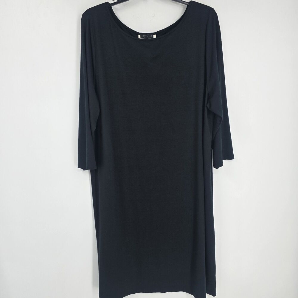 J Jill Wearever Collection Sz XL Blackcream Sleeve 3/4 Black White Sheath Dress